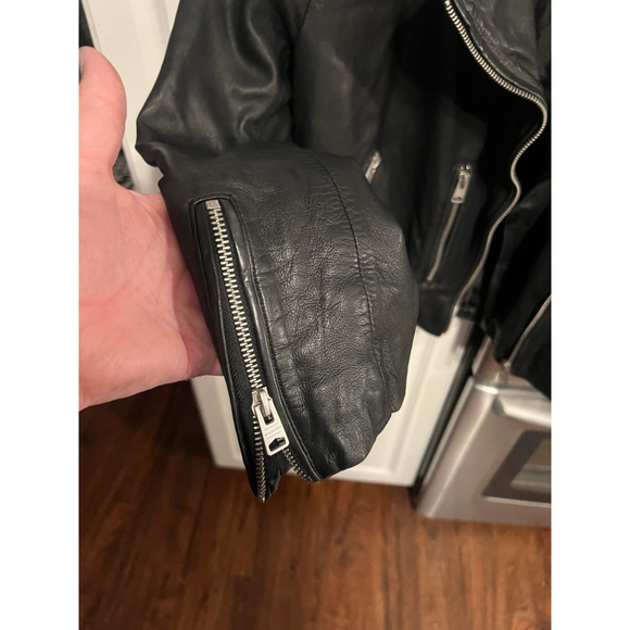 AllSaints Klyn Black Leather Biker Jacket - Picture 9 of 12